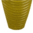 Decorative Vase with Sculpted Curved Rim- Yellow Ribbed Ceramic 20 Inch