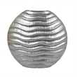 Tyler Round Vase with Textured Wave Pattern Design- Silver Ceramic 14 Inch