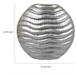Tyler Round Vase with Textured Wave Pattern Design- Silver Ceramic 14 Inch