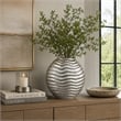 Tyler Round Vase with Textured Wave Pattern Design- Silver Ceramic 14 Inch