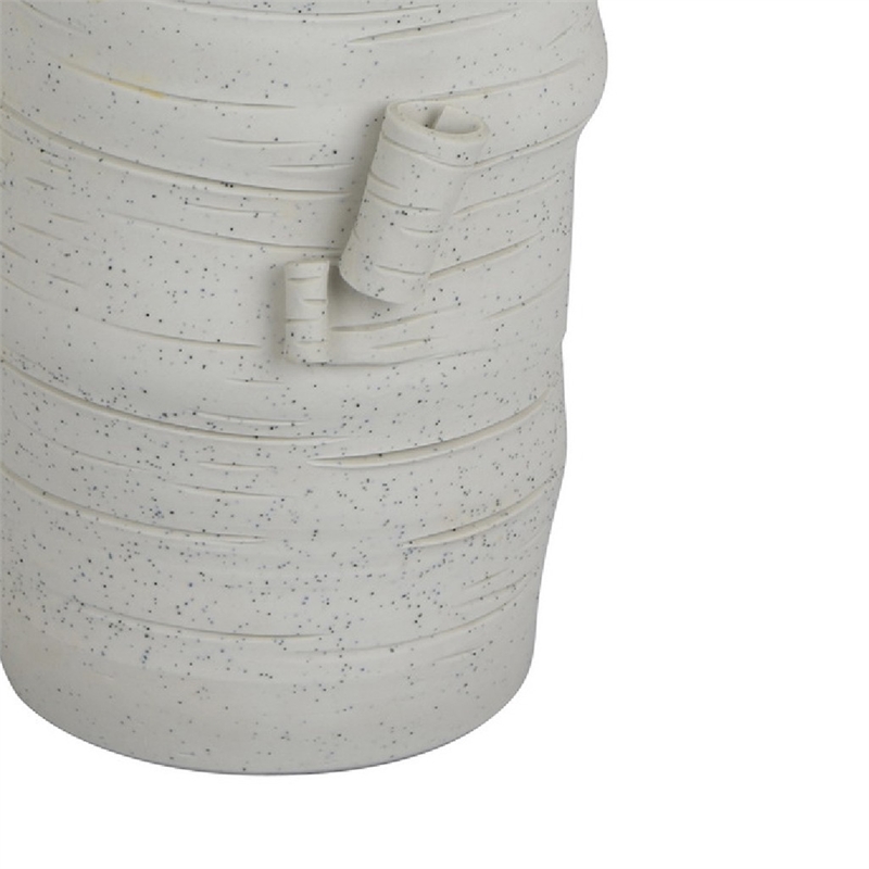 Moona Modern Vase with Sculpted Raised Details- White Textured Ceramic