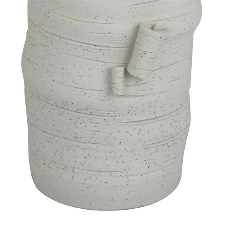 Moona Modern Vase with Sculpted Raised Details- White Textured Ceramic