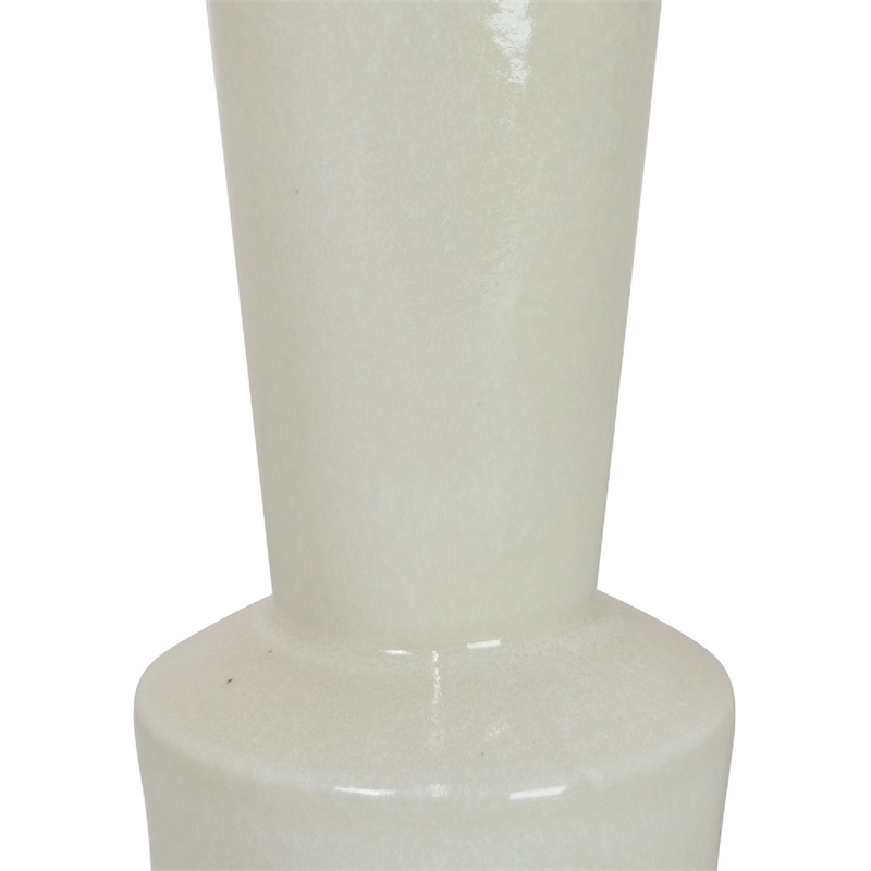 Ginny Decorative Vase with Slender Neck- Glossy White Ceramic 16 Inch