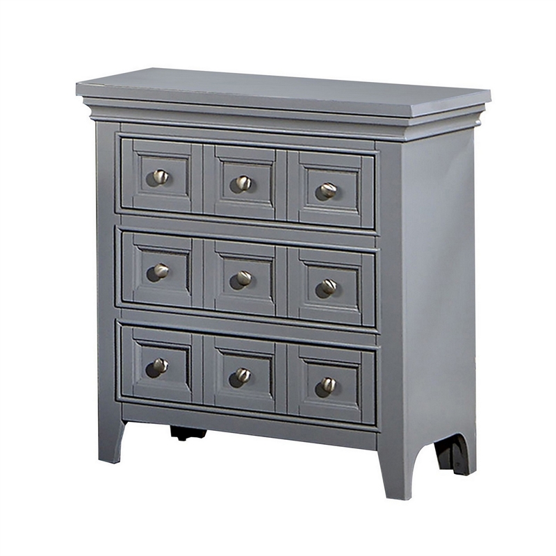 Full Bedroom Set- Gray and Chrome- 2 Piece Set with Nightstand