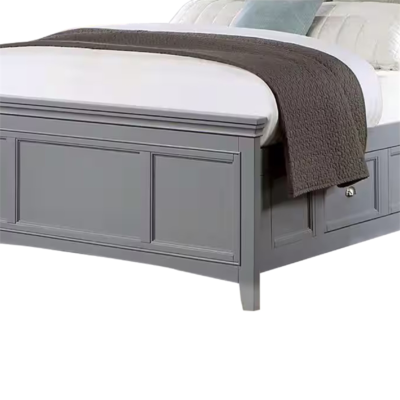 Full Bedroom Set- Gray and Chrome- 2 Piece Set with Nightstand