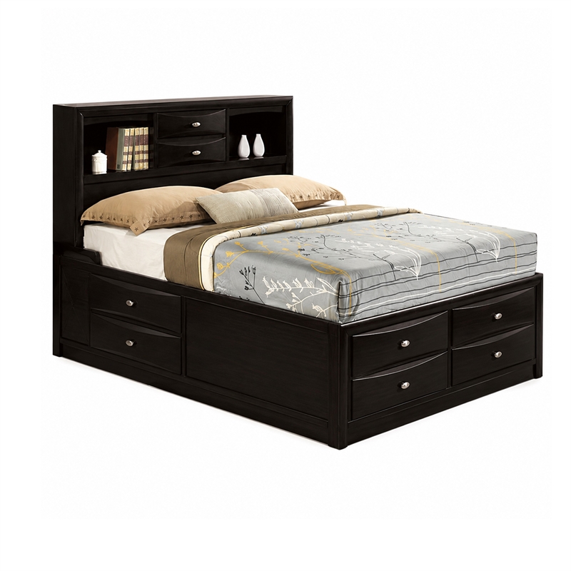 Full Bedroom Set- Black and Nickel- 2 Piece Set with Nightstand
