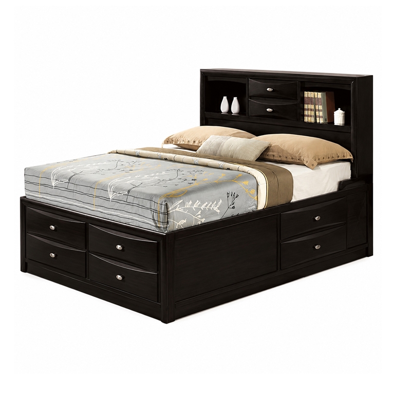 Full Bedroom Set- Black and Nickel- 2 Piece Set with Nightstand
