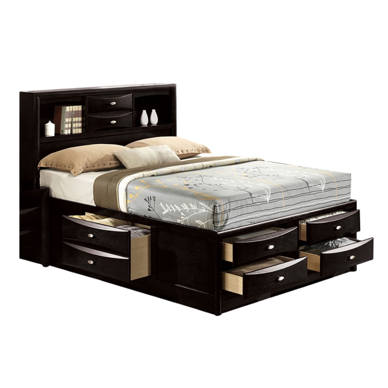 Full Bedroom Set- Black and Nickel- 2 Piece Set with Nightstand