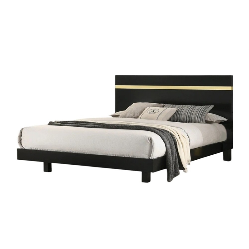 Full Bedroom Set- Black and Gold- 2 Piece Set with Nightstand