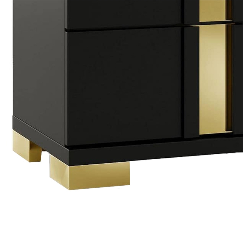 Full Bedroom Set- Black and Gold- 2 Piece Set with Nightstand