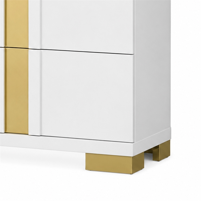 Full Bedroom Set- White and Gold- 2 Piece Set with Nightstand