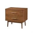 Full Bedroom Set- Walnut Brown and Nickel- 2 Piece Set with Nightstand