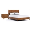 Full Bedroom Set- Walnut Brown and Nickel- 2 Piece Set with Nightstand