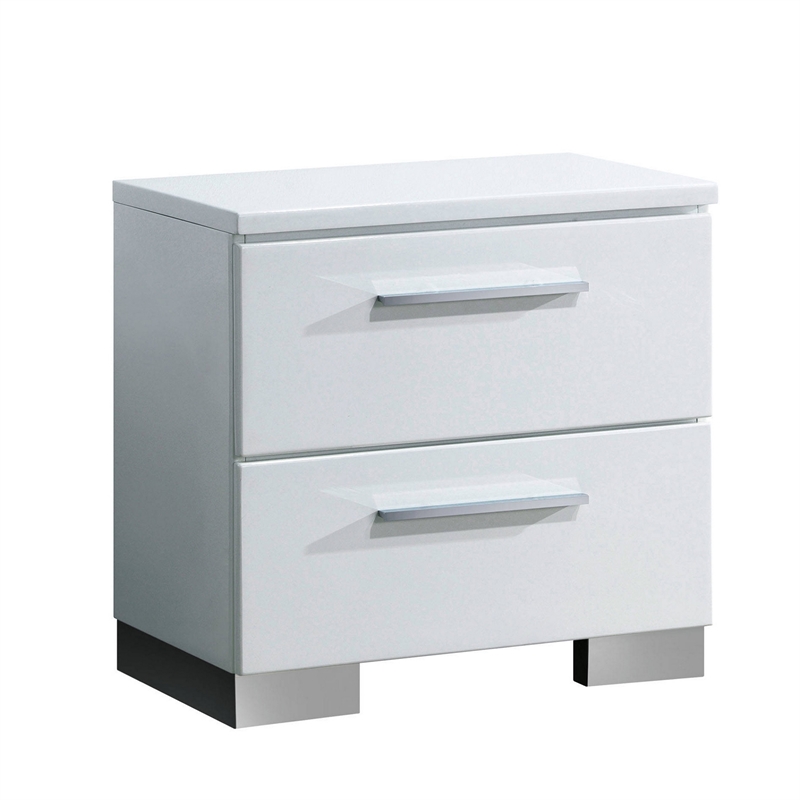 2pc King Bedroom Set- White and Black- White Wood- Nightstand