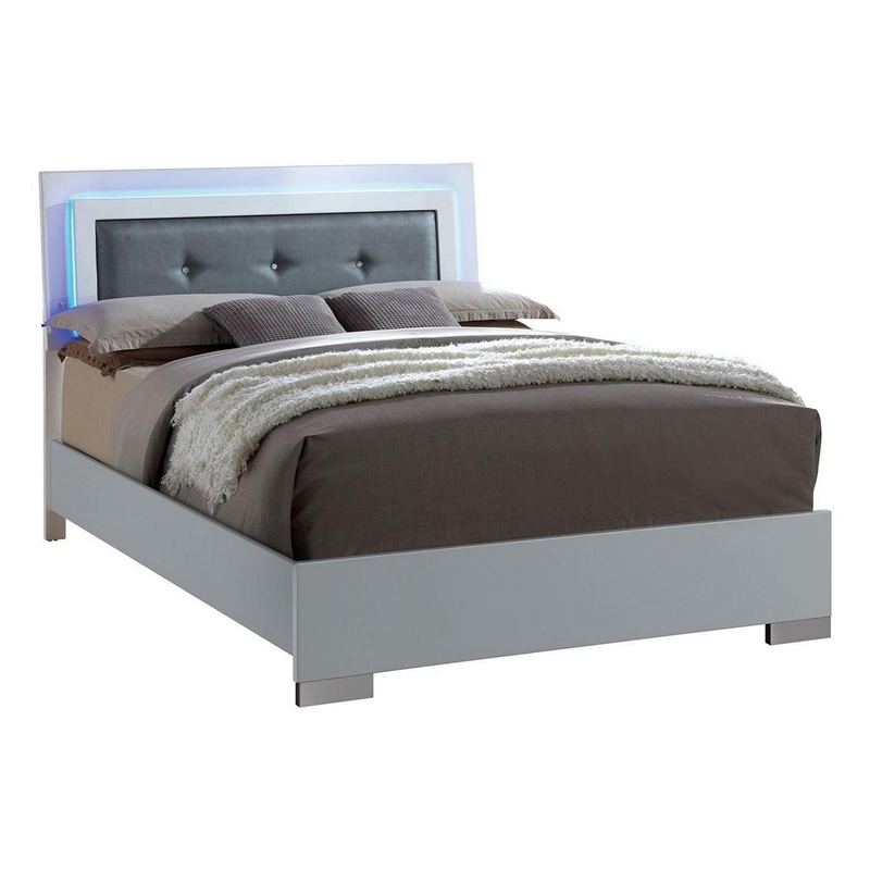 2pc King Bedroom Set- White and Black- White Wood- Nightstand