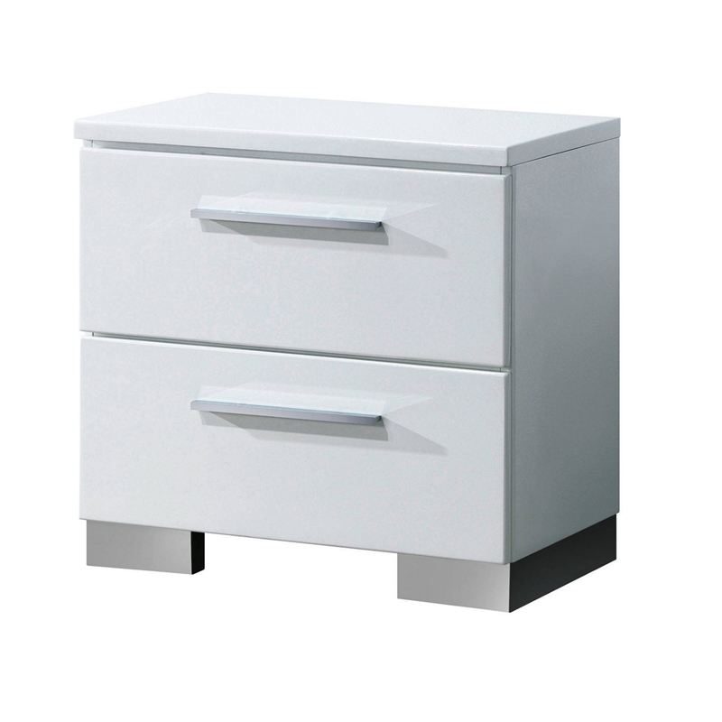 2pc King Bedroom Set- White and Black- White Wood- Nightstand