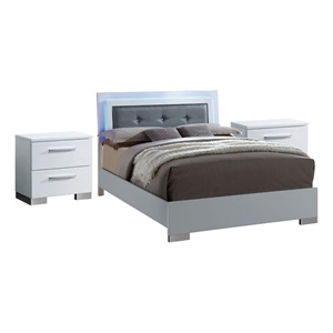 3pc King Bedroom Set- White and Black Wood- 2 Nightstands