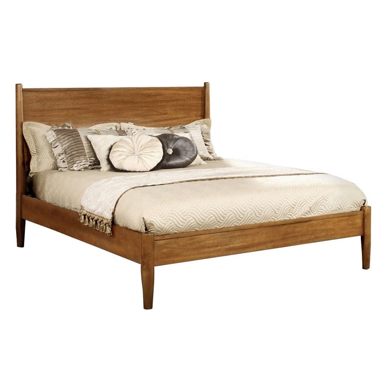 3pc King Bedroom Set- Brown- Oak Wood- 2 Nightstands