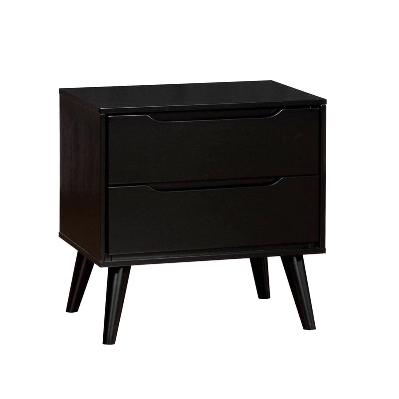 3pc King Bedroom Set- Black Wood- 2 Nightstands