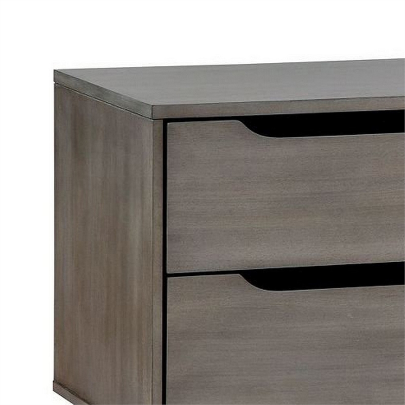 3pc King Bedroom Set- Gray Wood- 2 Nightstands