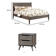 3pc King Bedroom Set- Gray Wood- 2 Nightstands