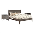 3pc King Bedroom Set- Gray Wood- 2 Nightstands