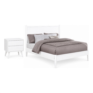 2pc King Bedroom Set- White Wood- Nightstand