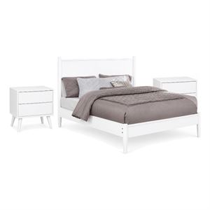 3pc King Bedroom Set- White Wood- 2 Nightstands