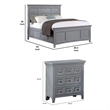 2pc King Bedroom Set- Gray- Chrome Wood- Nightstand