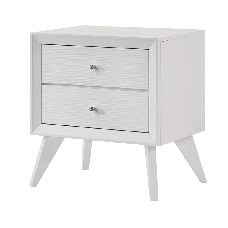 2pc King Bedroom Set- White- Bronze Wood- Nightstand