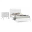 2pc King Bedroom Set- White- Bronze Wood- Nightstand