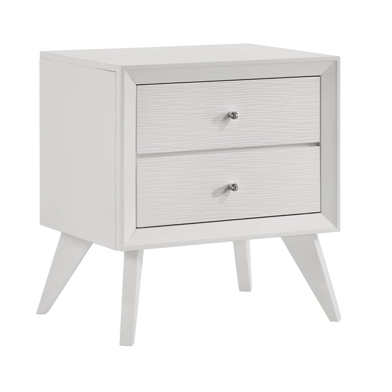 3pc King Bedroom Set- White- Bronze Wood- 2 Nightstands