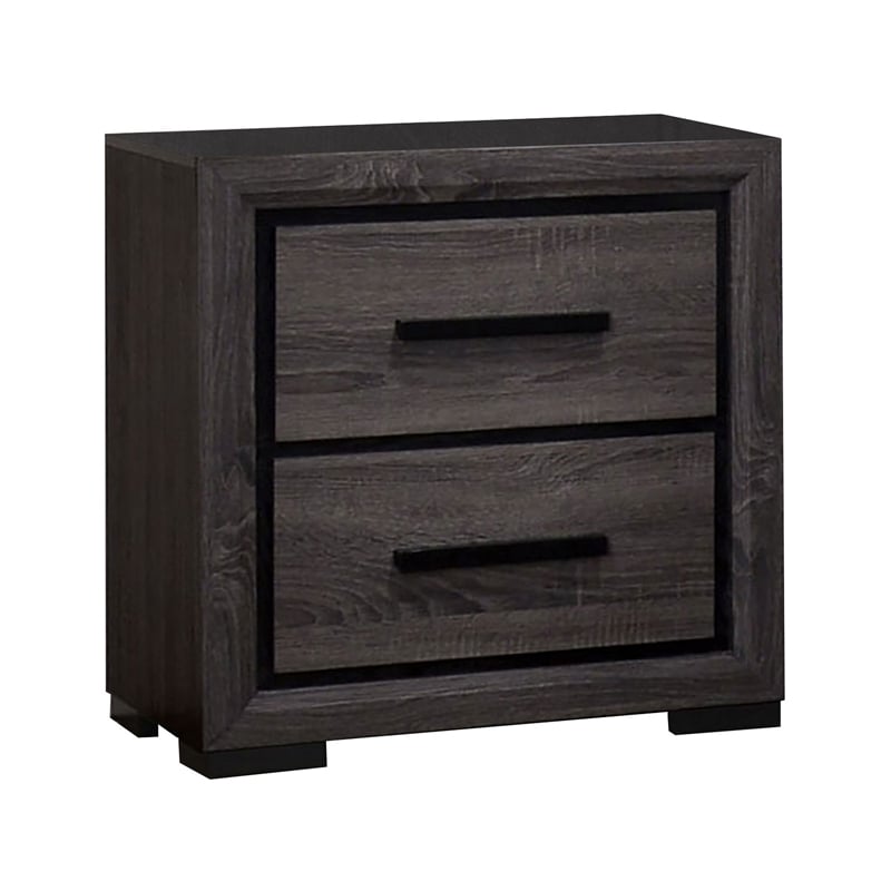3pc King Bedroom Set- Gray- Black Wood- 2 Nightstands