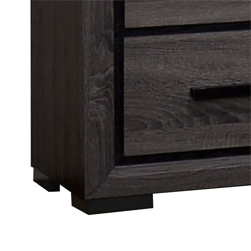 3pc King Bedroom Set- Gray- Black Wood- 2 Nightstands