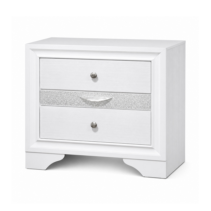 2pc King Bedroom Set- Black- White Wood- Nightstand