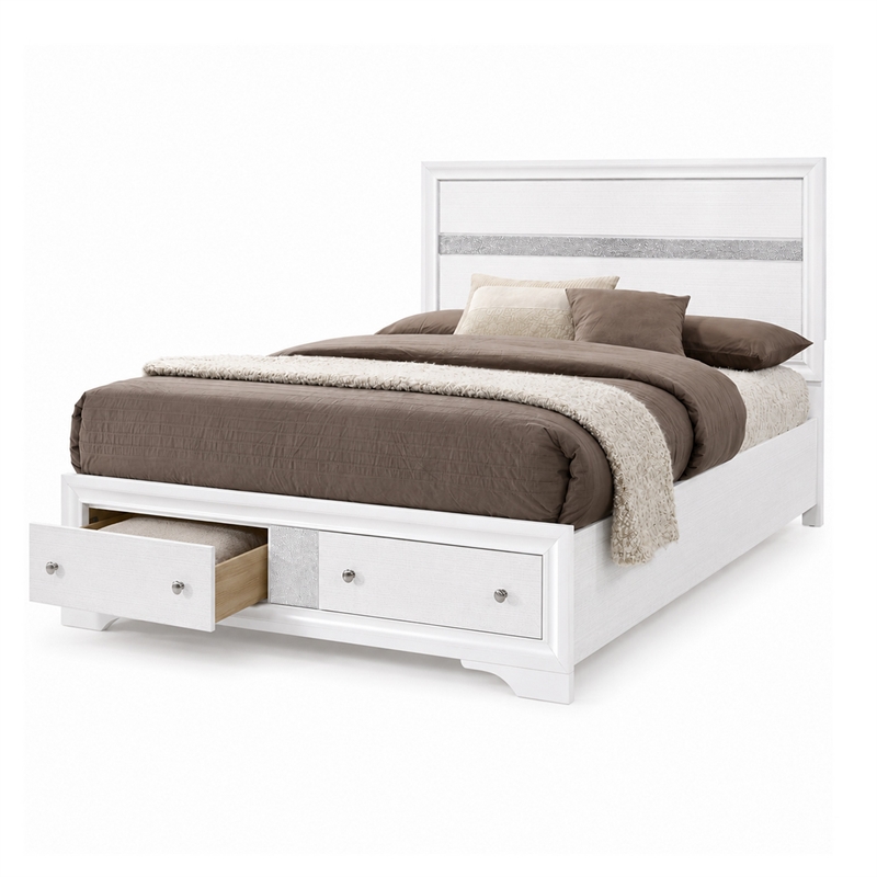 2pc King Bedroom Set- Black- White Wood- Nightstand