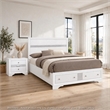 2pc King Bedroom Set- Black- White Wood- Nightstand