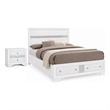 2pc King Bedroom Set- Black- White Wood- Nightstand