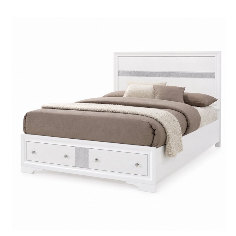 3pc King Bedroom Set- White Wood- One King bed With 2 Nightstands