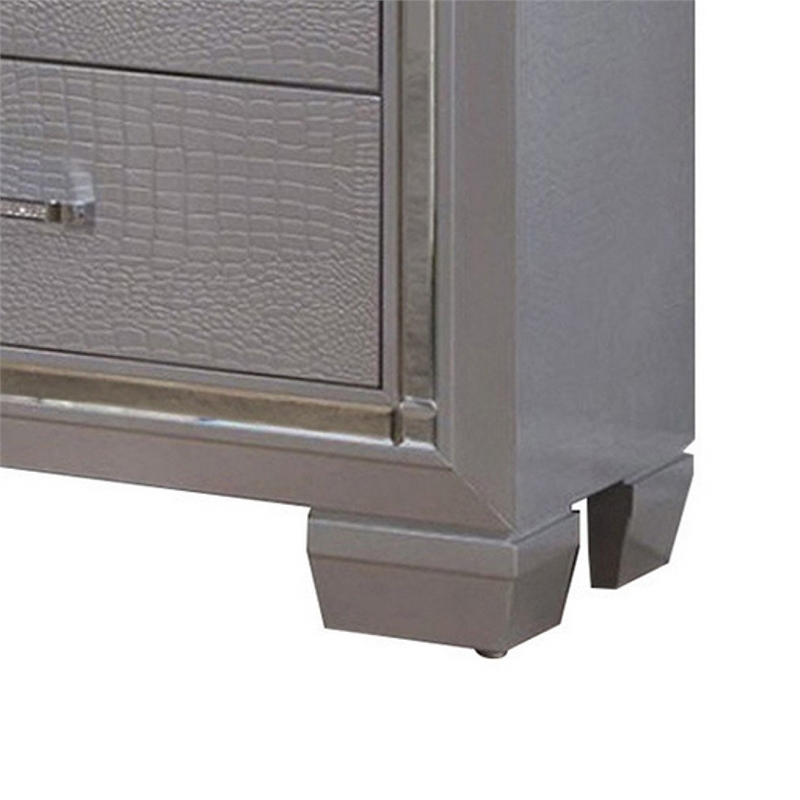 3pc King Bedroom Set- Gray Wood- 2 Nightstands