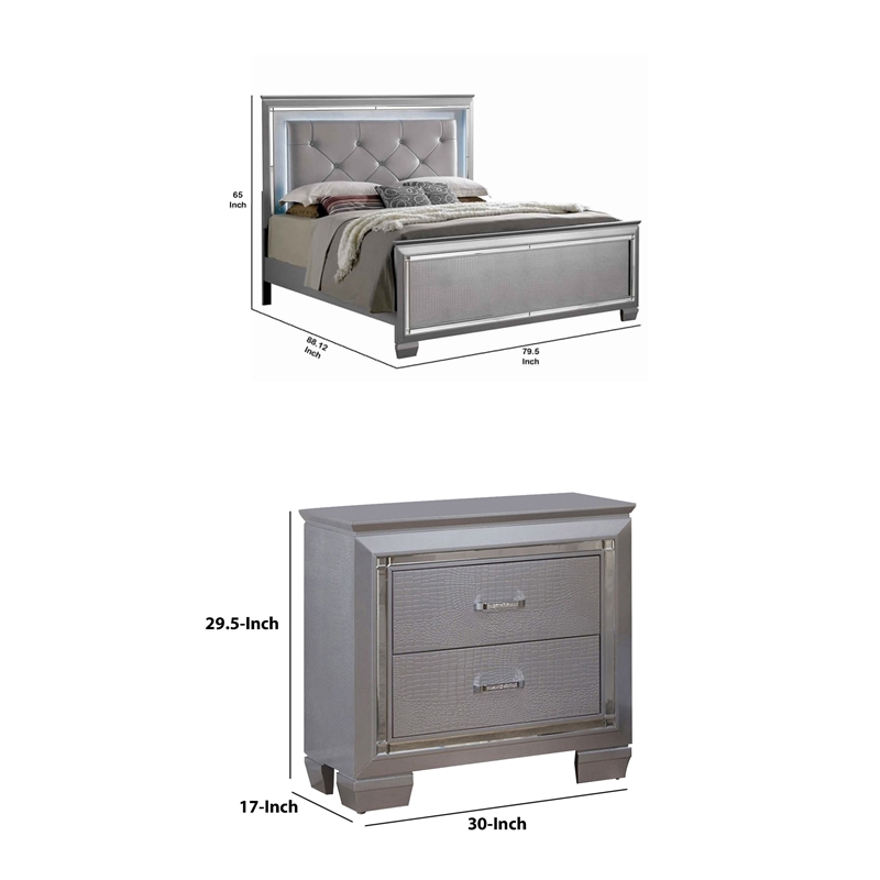 3pc King Bedroom Set- Gray Wood- 2 Nightstands