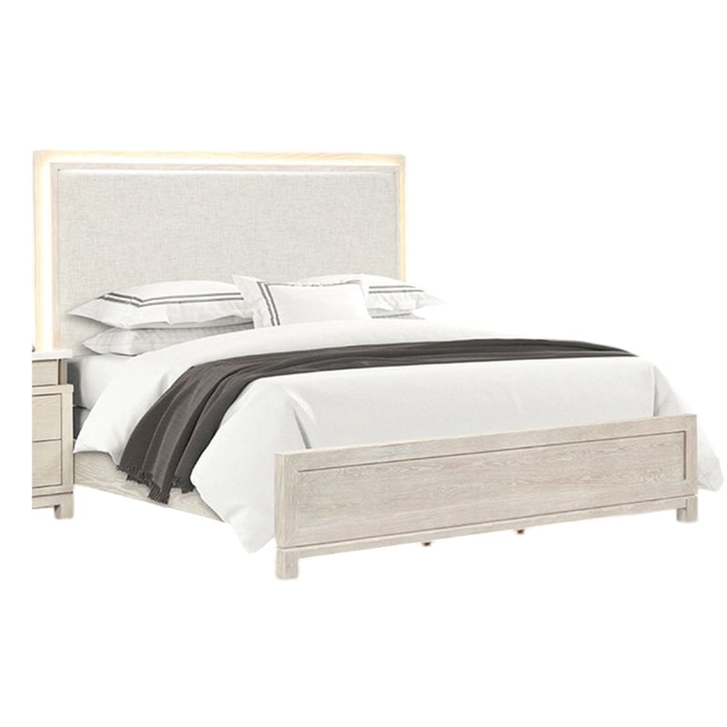 3pc King Bedroom Set- Gray- White- Silver Wood- 2 Nightstands