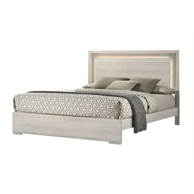 3pc King Bedroom Set- White Wash- Stone Gray- 2 Nightstands