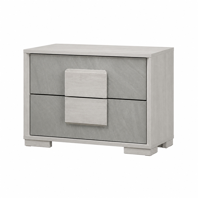3pc King Bedroom Set- White Wash- Stone Gray- 2 Nightstands