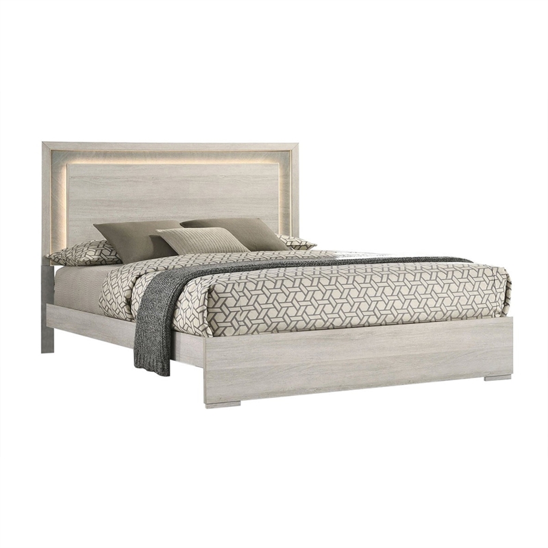 3pc King Bedroom Set- White Wash- Stone Gray- 2 Nightstands