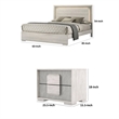 3pc King Bedroom Set- White Wash- Stone Gray- 2 Nightstands