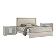 3pc King Bedroom Set- White Wash- Stone Gray- 2 Nightstands