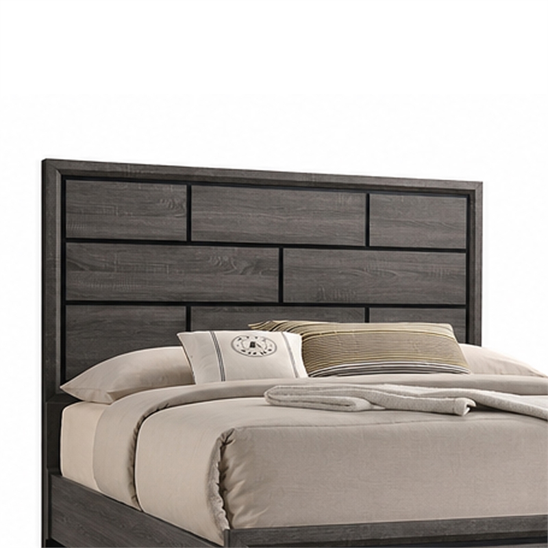 3pc King Bedroom Set- Gray- Black Wood- 2 Nightstands