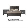 3pc King Bedroom Set- Gray- Black Wood- 2 Nightstands