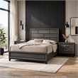 3pc King Bedroom Set- Gray- Black Wood- 2 Nightstands